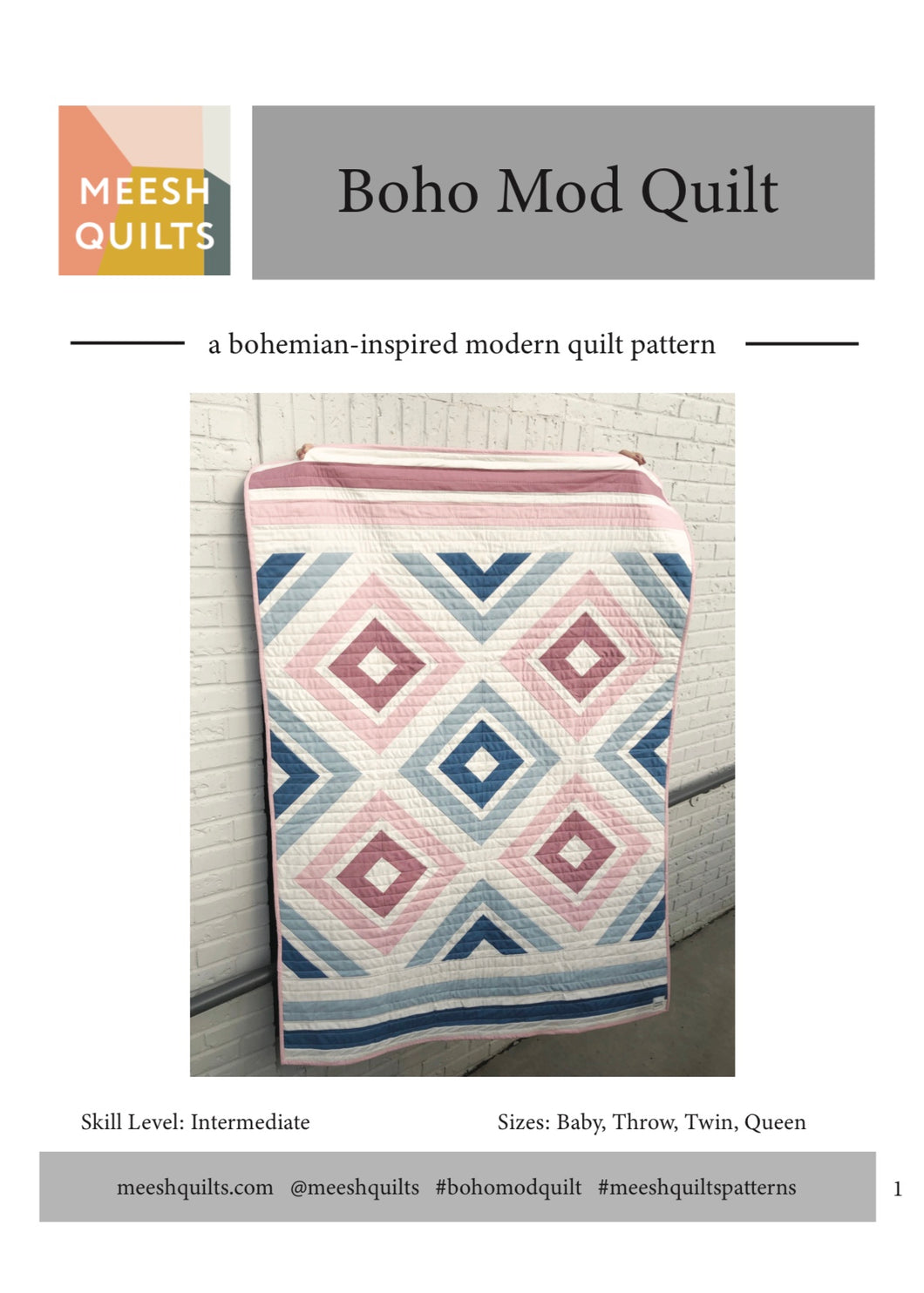 Boho Mod Quilt Pattern- PDF
