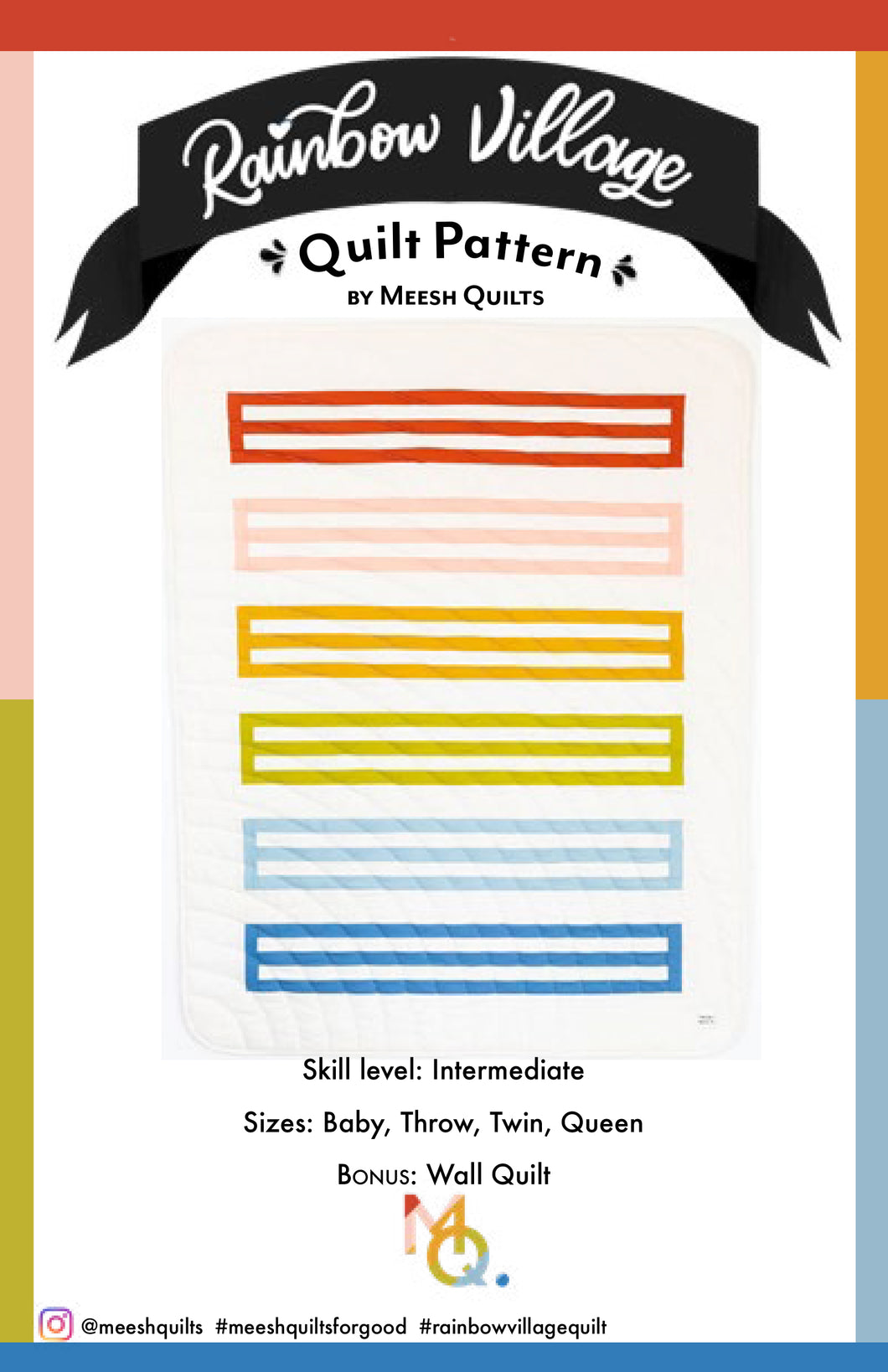 Rainbow Village Quilt Pattern- PDF